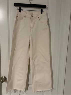 H&M Wide-Leg High-Rise Jeans in Off-White